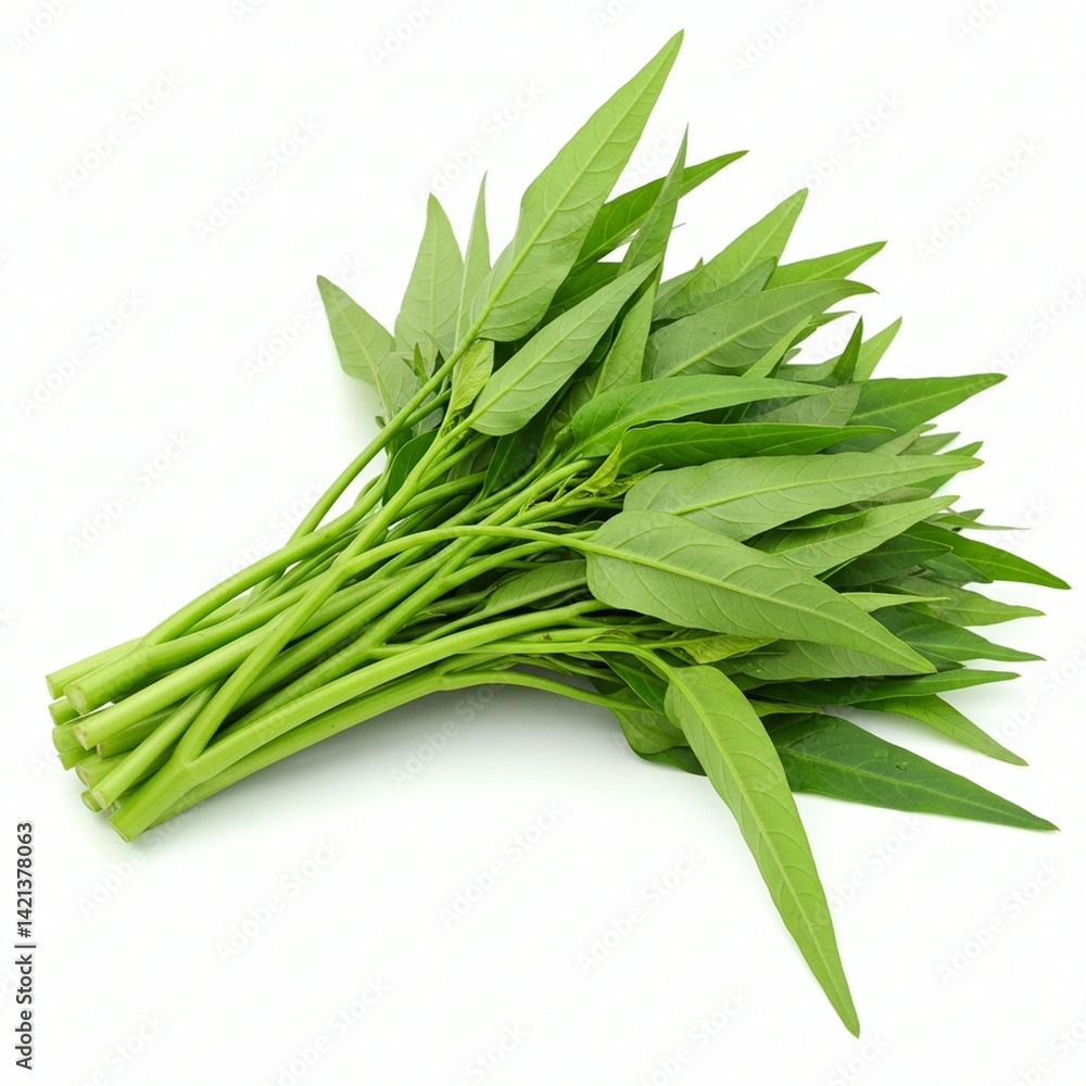 Fototapeta premium Fresh, Vibrant Bunch of Water Spinach Ready for Cooking