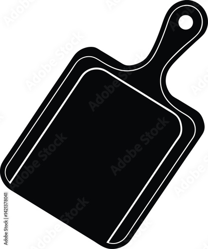 Kitchen Cutting Board in Black | Cooking Tool Silhouette Vector for Print, Craft & Culinary Design