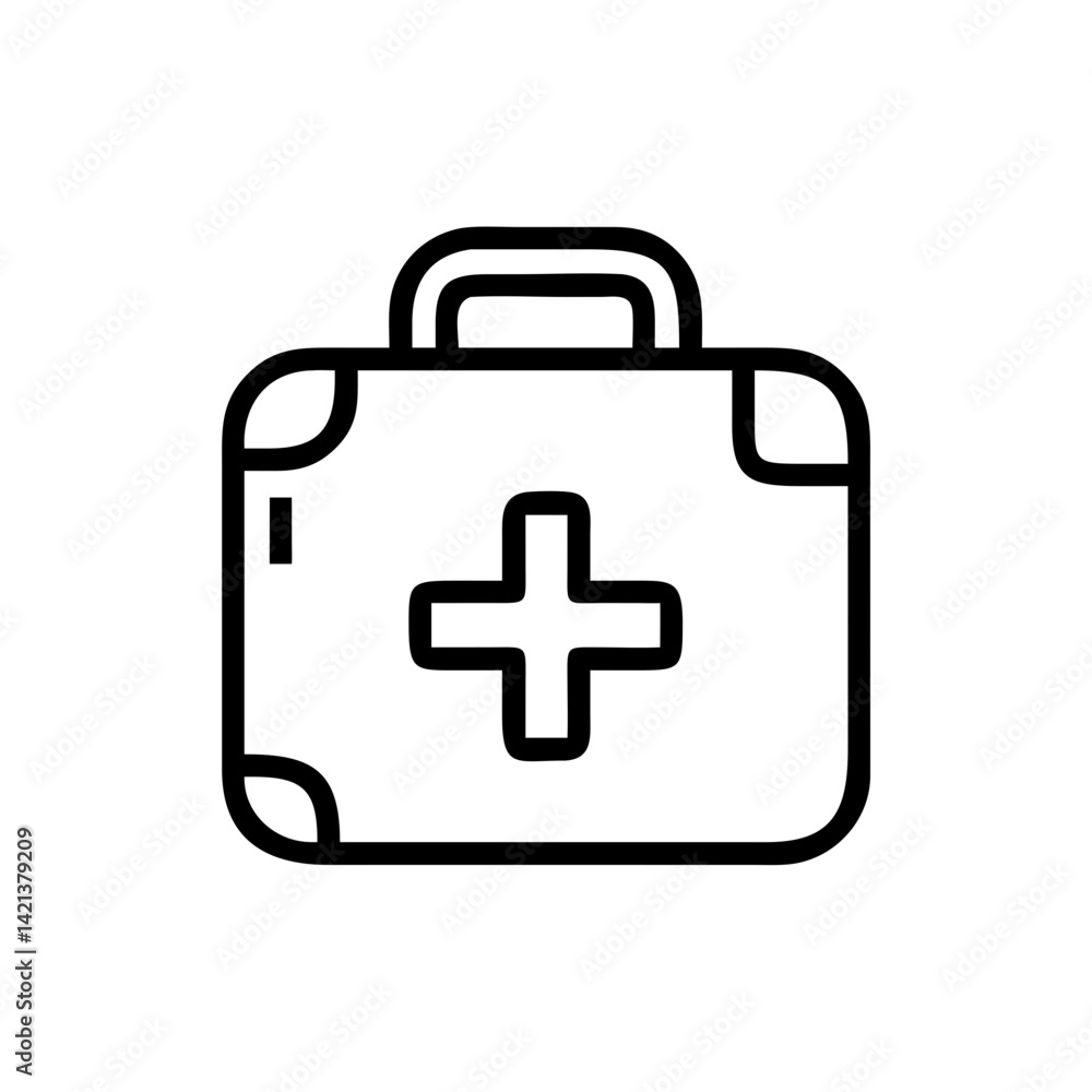 First Aid Kit Icon with Cross Symbol - Minimalistic Design, Vector Style, Simple Medical Kit First Aid Kit Icon with Cross Symbol - Minimalistic Design, Vector Style, Simple Medical Kit