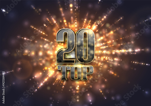 Top 20 award poster. Presentation 20 best on bright background. Vector illustration.