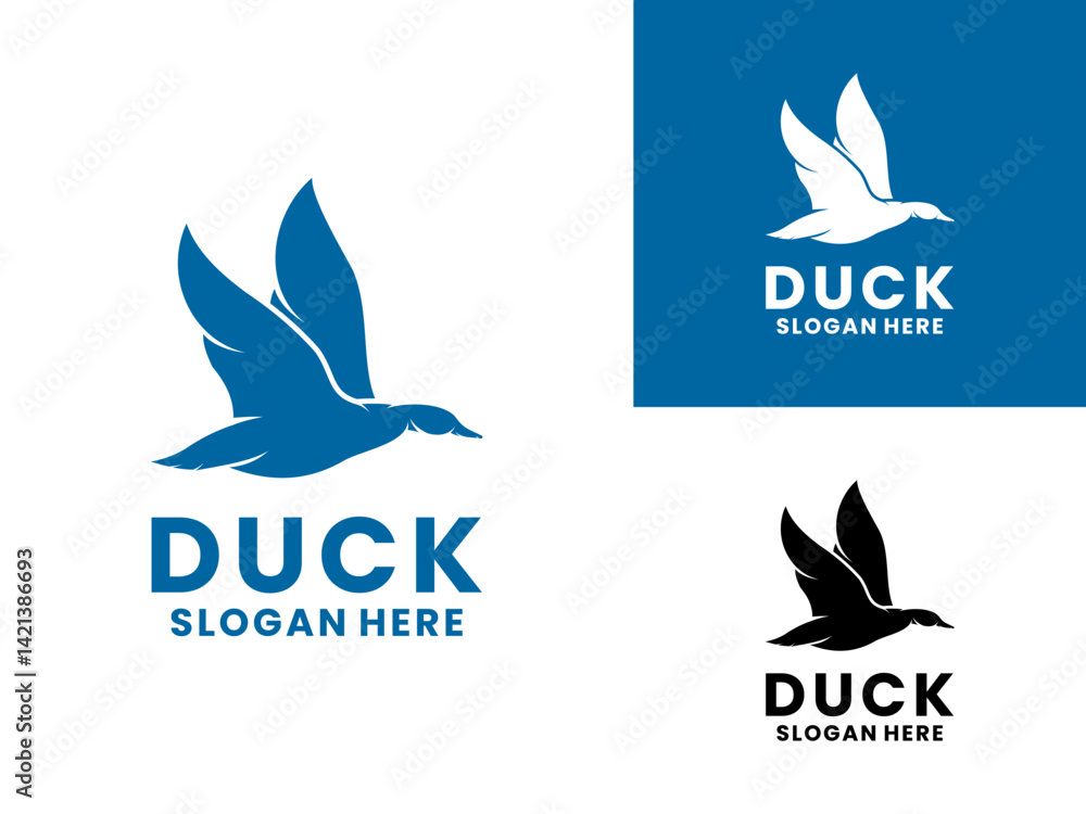 Fototapeta premium Flying Mallard Wild Duck Silhouette logo icon. Nature Bird Duck Wildlife logo design vector template
