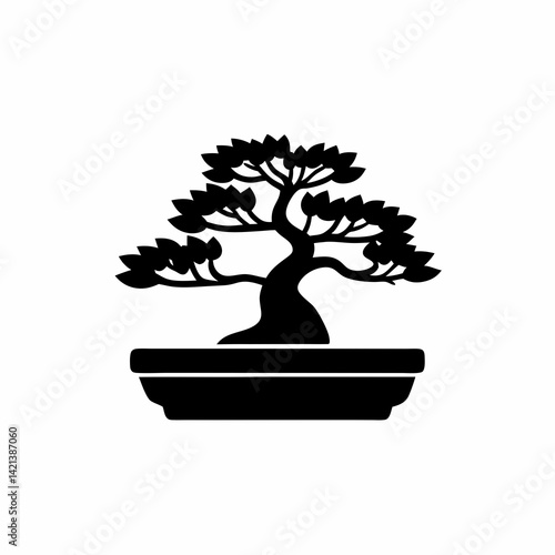 creative details bonsai tree icon Vector Illustration  