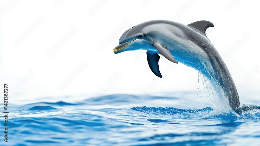 A playful dolphin leaps gracefully over the ocean waves. A playful dolphin leaps gracefully over the ocean waves.