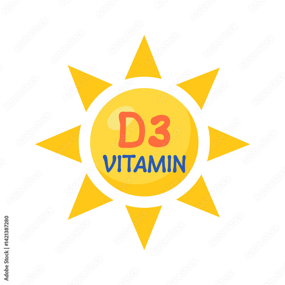Vitamin D3 icon on a white background. Vitamin D3 icon on a white background.