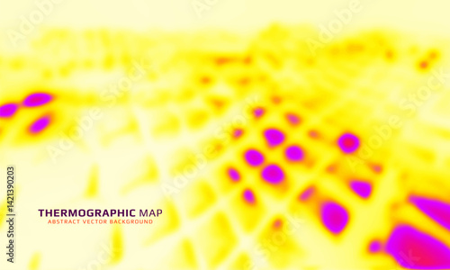 Heat map. Abstract infrared thermographic background. Temperature distribution and data analysis. Thermal imaging concept. Vector illustration.