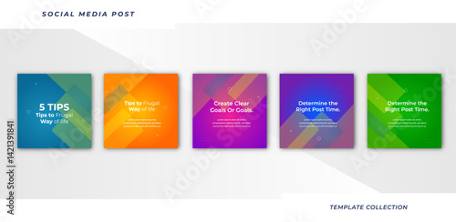 Tips for social media business marketing text here, colorful, tutorial, tips, post banner layout template background design element,