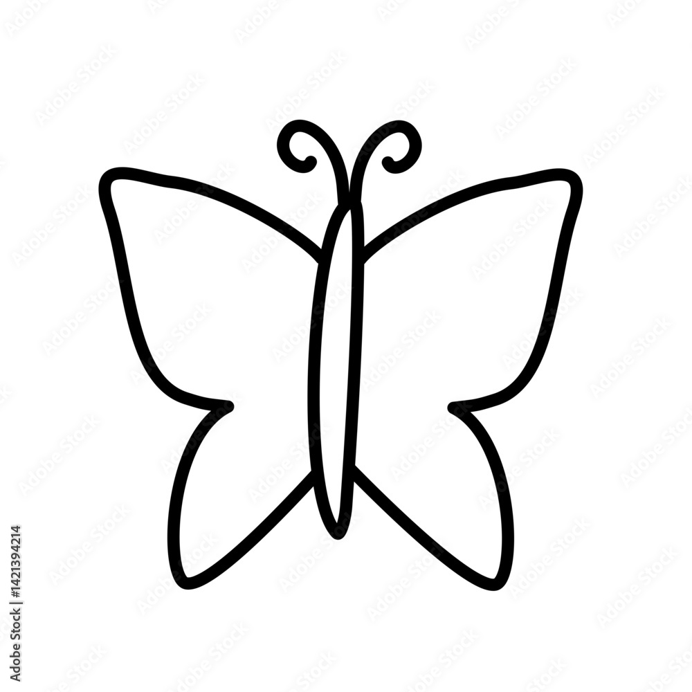 Cute Butterfly Line Outline Kids Children