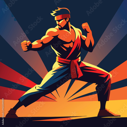 kickboxer in action vector silhouette