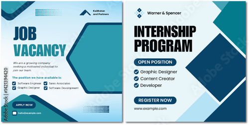 Job vacancy and internship program recruitment advertisement design