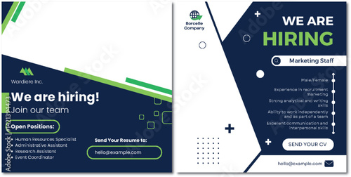 Recruiting campaign with open positions in marketing and administrative fields