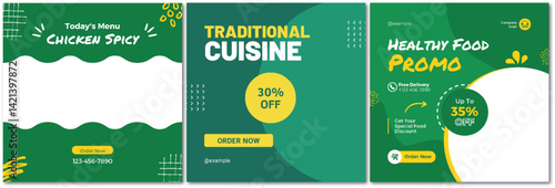 Modern Food Menu Template Set for Social Media Promotion Design