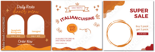Italian Restaurant Promotion Templates for Social Media Marketing Campaigns