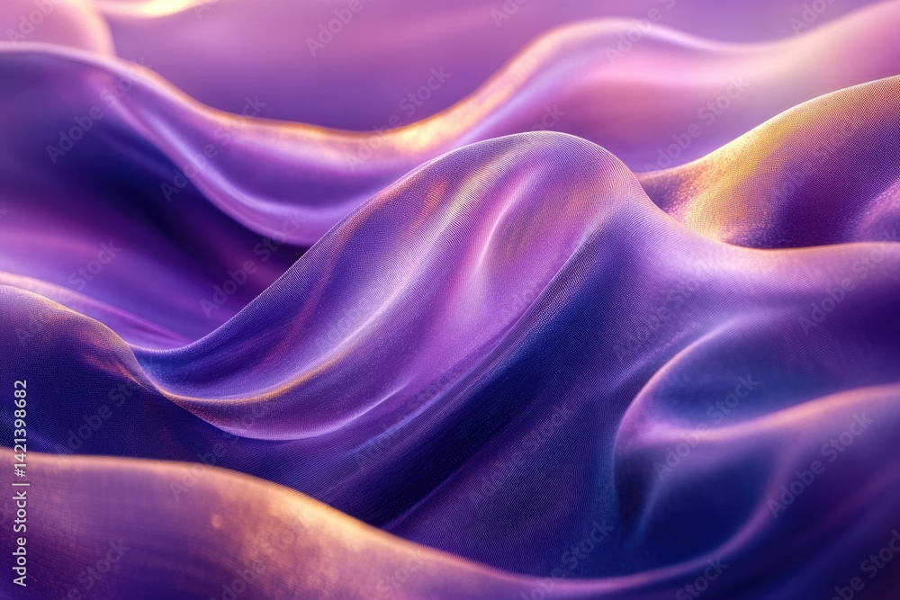Obraz premium Abstract image of flowing purple fabric with soft, gentle waves and iridescent highlights.