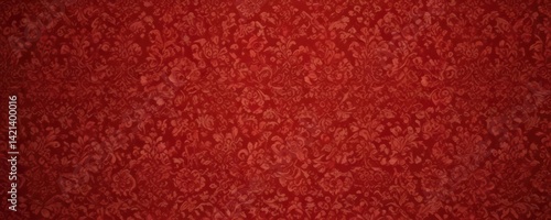 Intricate red damask, opulent floral wallpaper, ornament, damask pattern, detail
