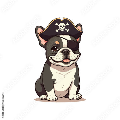 Cute french bull Dog Eating Bone Cartoon Vector Icon Illustration. Animal Nature Icon Concept icon