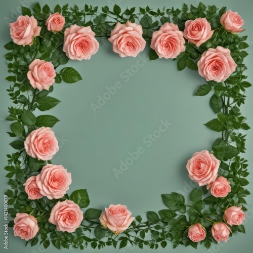 frame of roses, frame of roses on a white background