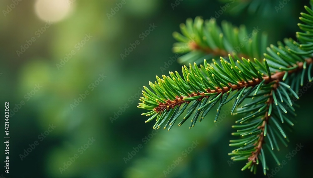 Fototapeta premium Densely packed pine branches, sharp focus on needles , detail, foliage