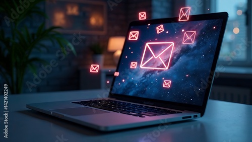 Email warning alert concept, New email notification, Business email and email working, receive and send mail