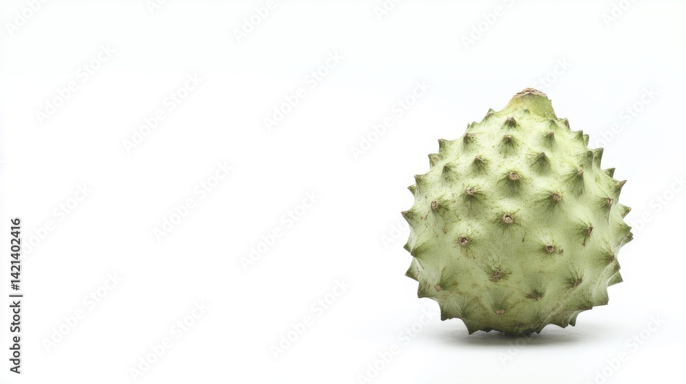 Fresh soursop or custard apple fruit isolated on white background showing spiky green skin and unique tropical appearance for natural food, exotic fruit, and organic health concept designs
Fresh soursop or custard apple fruit isolated on white background showing spiky green skin and unique tropical appearance for natural food, exotic fruit, and organic health concept designs