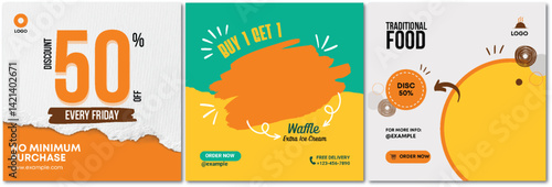 Vibrant Food Promotion Posters with Special Offers and Discounts