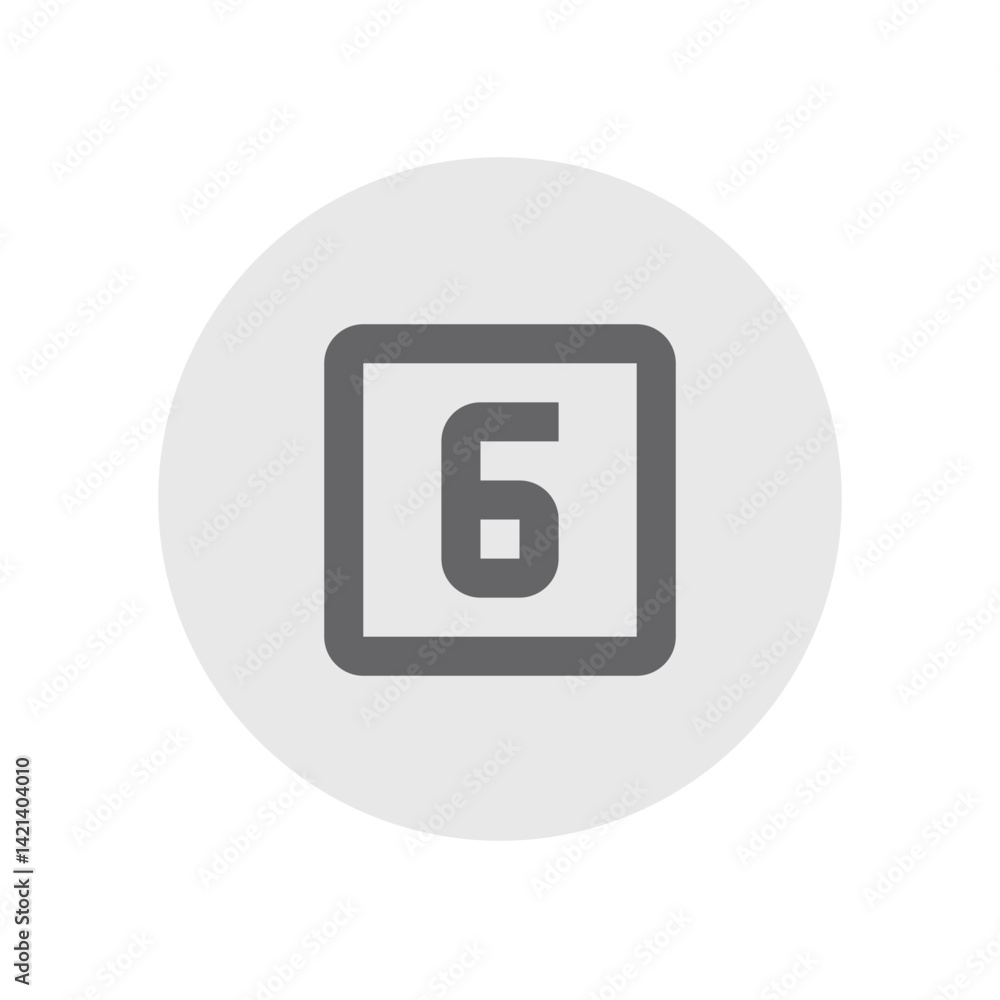 Number 6 Outlined Icon Number 6 Outlined Icon