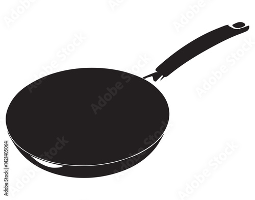 Isolated kitchenware skillet graphic for cooking needs and culinary design projects on white background silhouette
