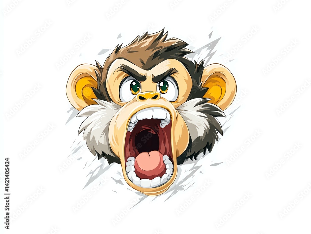 custom made wallpaper toronto digitalMonkey relatable screaming Angry monkey face illustration with fierce expression. chaotic monkey humor