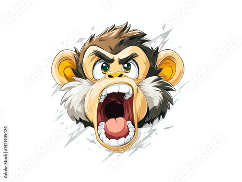 Wallpaper Mural Monkey relatable screaming Angry monkey face illustration with fierce expression. chaotic monkey humor Torontodigital.ca