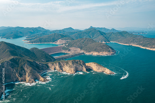 Canvas Print Drone shot of High Island Resivor, Hong Kong