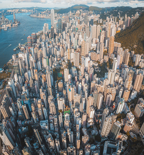 Photography Drone shot of Hong Kong Island