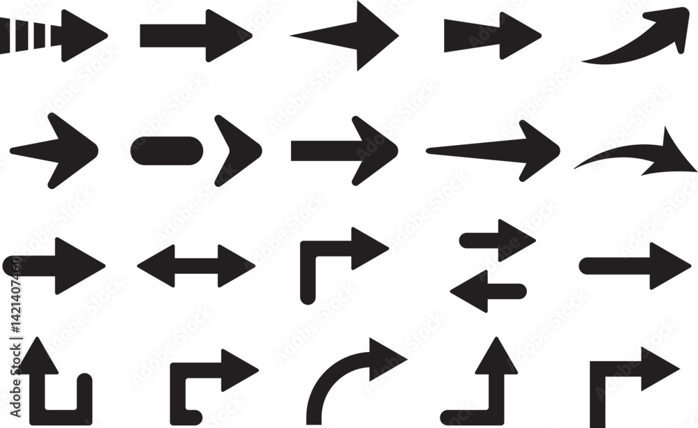 Set arrow icons. Collection different arrows sign. Set different cursor arrow direction symbols in flat style. Black arrows icons – stock vector Set arrow icons. Collection different arrows sign. Set different cursor arrow direction symbols in flat style. Black arrows icons – stock vector
