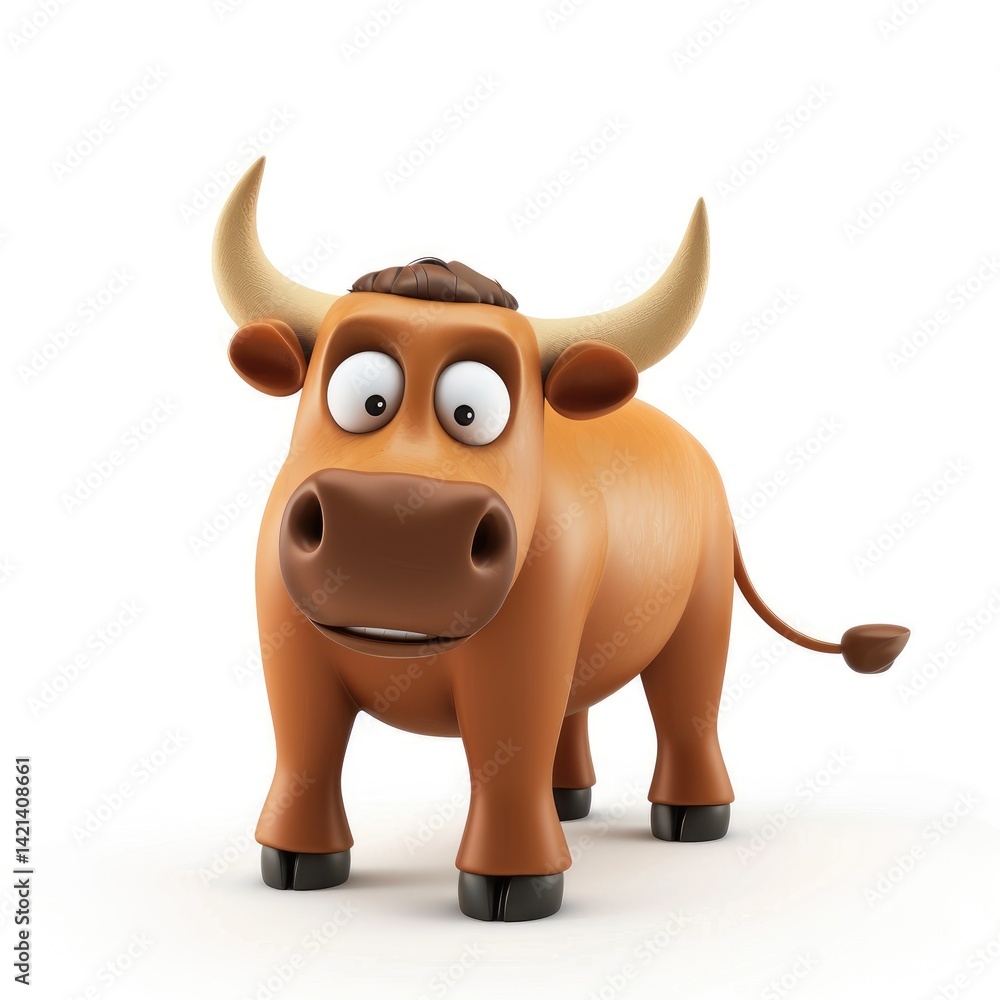 Fototapeta premium 3d rendered cartoon bull with expressive features.