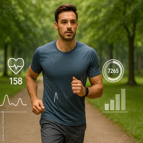 Obraz na płótnie Smart Health Data Visualized During Outdoor Jog