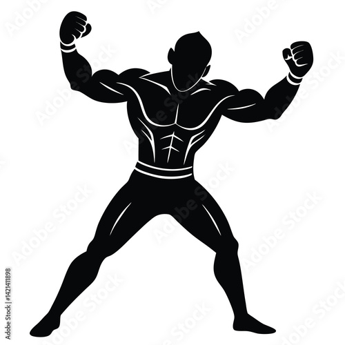 boxer powerful body stance vector illustration