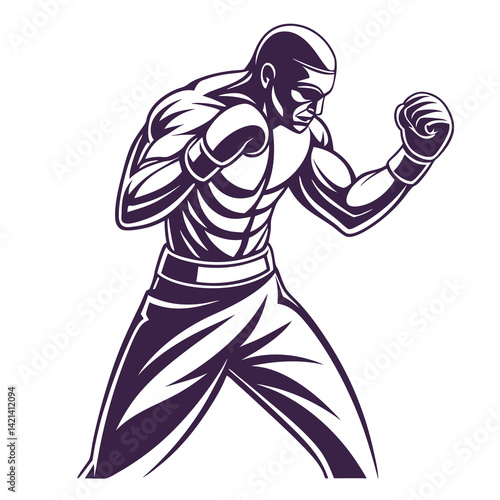 boxer in strong stance silhouette vector
