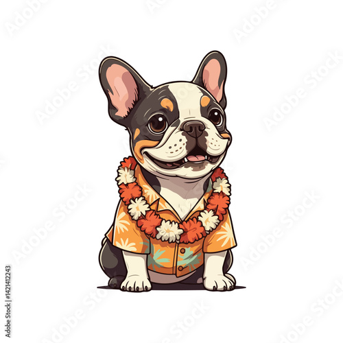 Cute french bull Dog Eating Bone Cartoon Vector Icon Illustration. Animal Nature Icon Concept icon