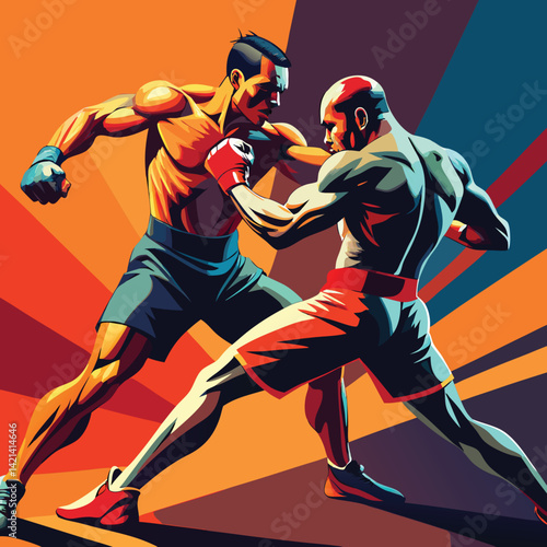 boxers engaged in close fight vector
