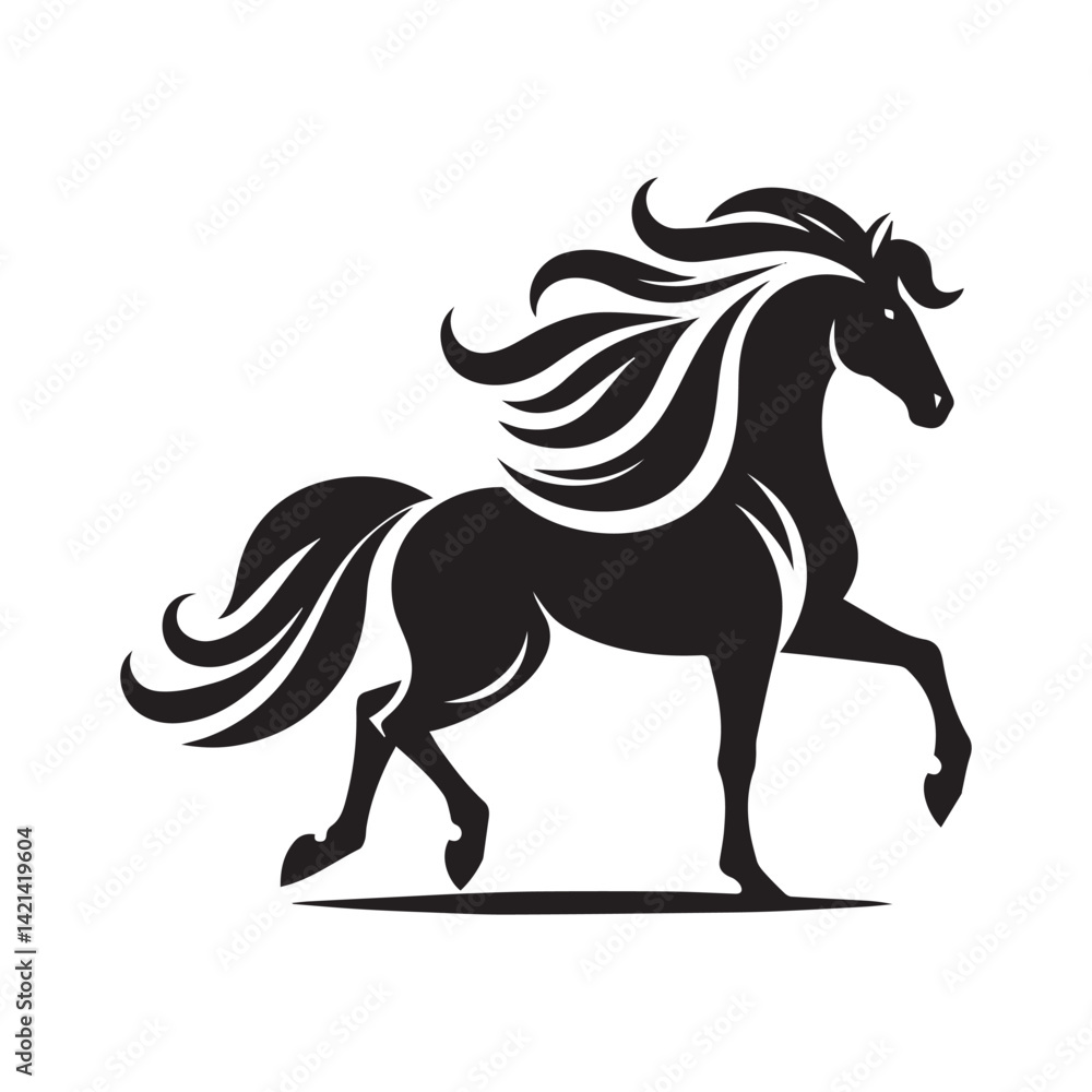 Obraz premium create simple black Horse Silhouette Vector with white background