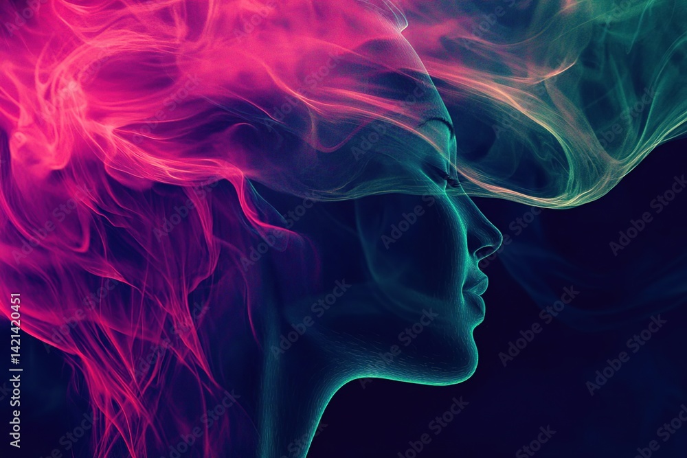 Brain radiation, thought power, mind vibrations, brainwaves. energy practices, ideas, meditations. state of mind concept, copy space Brain radiation, thought power, mind vibrations, brainwaves. energy practices, ideas, meditations. state of mind concept, copy space