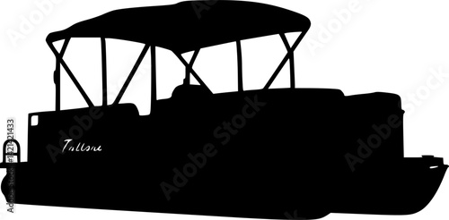 Pontoon boat silhouette. Clipart image isolated on white background
