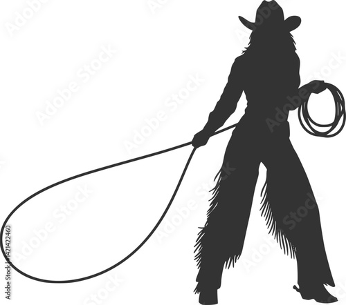 Lasso cowgirl. vector Clipart image isolated on background.