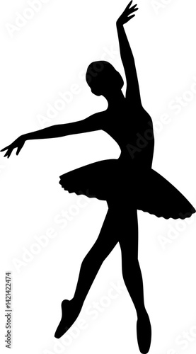 Little ballerina silhouette. Clipart image isolated on background.
