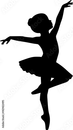 Little ballerina silhouette. Clipart image isolated on background.
