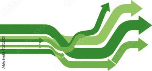 Merging arrows streamline process concept image. Clipart image isolated on white background.
