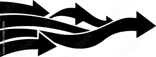Merging arrows streamline process concept image. Clipart image isolated on white background.
