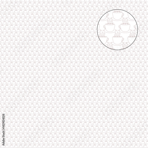 Decorative vector guilloche background grid with cup of coffee pattern