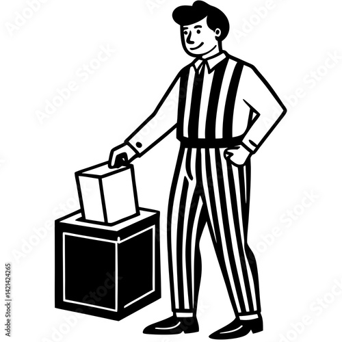 man with vote box vector silhouette illustration isolated on white background