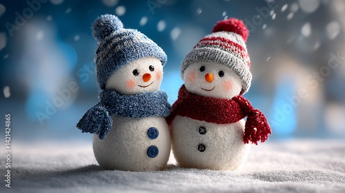 Wallpaper Mural Two snowmen in winter, bundled in warm hats and scarves Torontodigital.ca