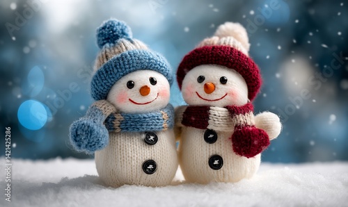 Wallpaper Mural Two snowmen in winter scene Torontodigital.ca