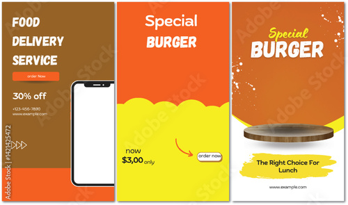 Vibrant Food Delivery Promotion Designs for Online Ordering Platforms